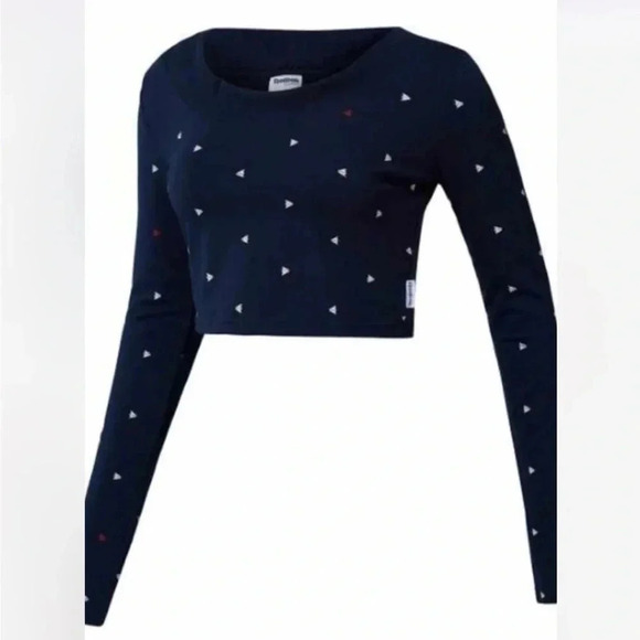 Reebok  Blue Long Sleeve Crop Top Size Large - Picture 4 of 10
